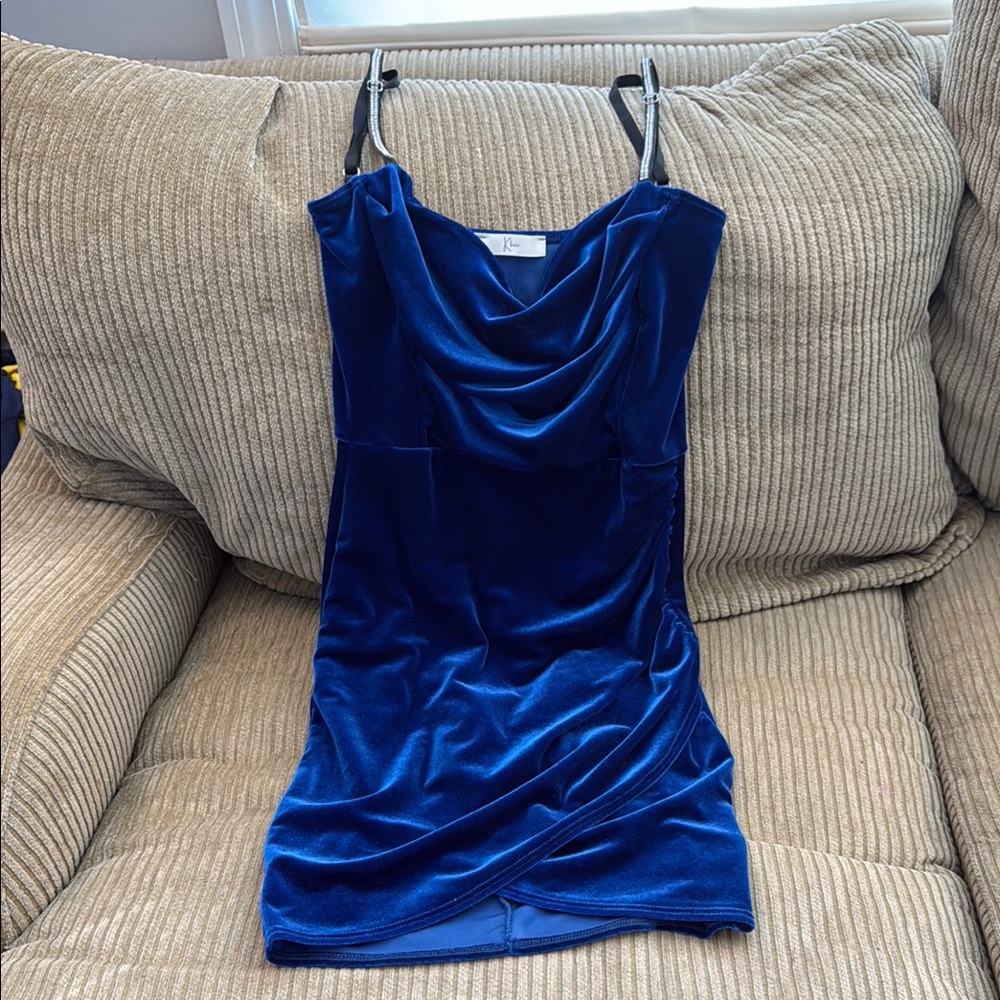 Elegant Blue Velvet Dress